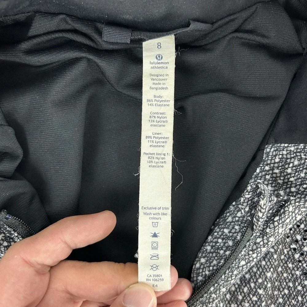 Lululemon Hit It Jacket Women Sz 8 Frozen Fizz White Black Swift Ultra Full Zip‎